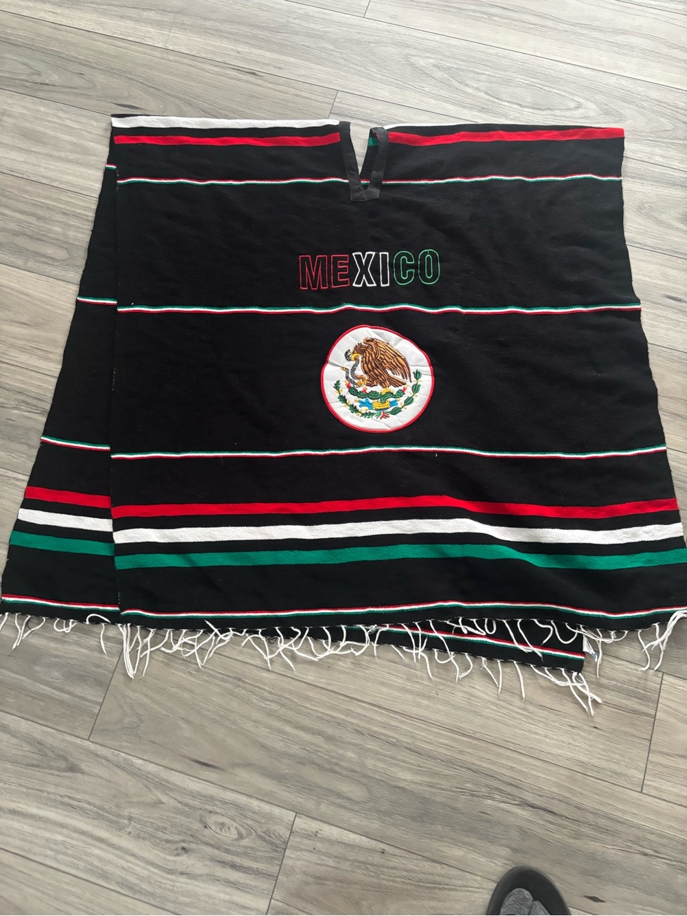 Mexico Embroidered Black Poncho-Style Skirt